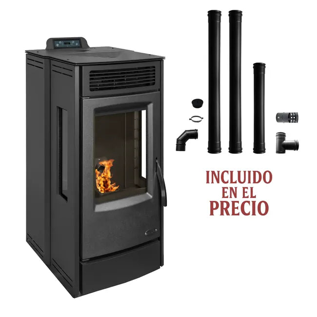 Estufa de Pellets 7Kw Kit de Instalacion + Wifi incluido | A+, Alto Rendimiento