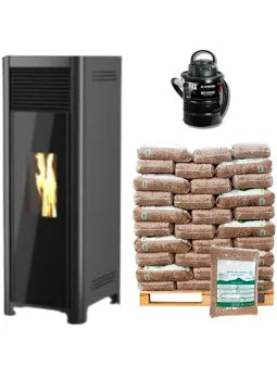 Kit Estufa de Pellets 7,2 kW Lydia con 1040 kg pellet y aspiradora